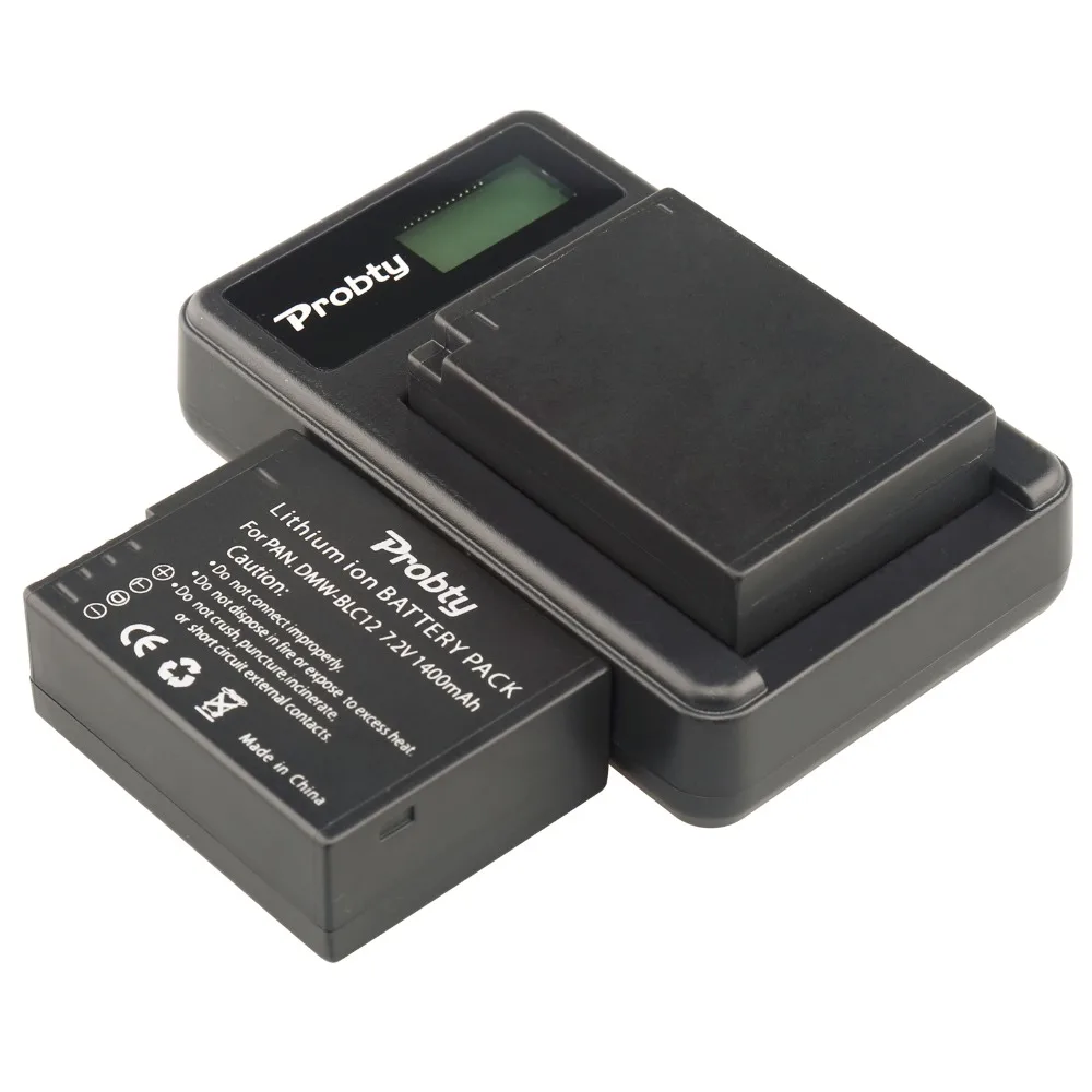 PROBTY 2PCS DMW-BLC12 DMW BLC12 Battery  + LCD Charger For Panasonic DMW-BLC12PP FZ200 FZ1000 DMC-G5 DMC-G6 GH2 V-LUX4 G5 G6