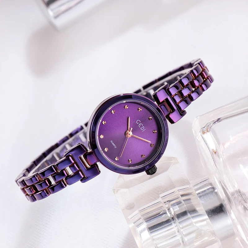 GEDI نساء فستان ساعات فاخرة ماركة السيدات ساعة كوارتز سوار فولاذي غير قابل للصدأ عادية روزيغولد المرأة ساعة اليد reloj mujer