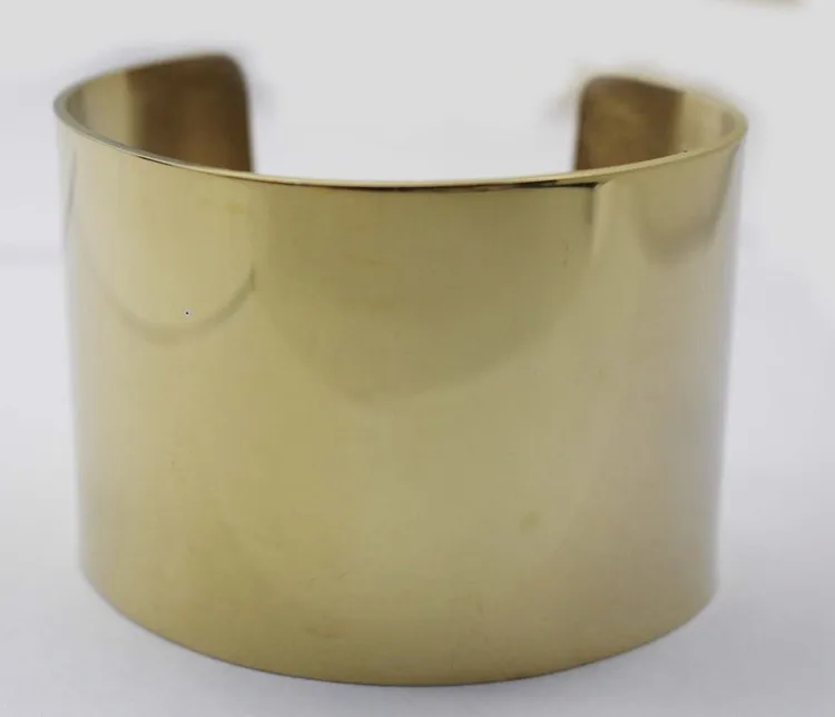 Wide Cuff Bangle Blank Golden Bangle Bracelets Women Stainless Steel Jewelry 1PCS Free Shipping