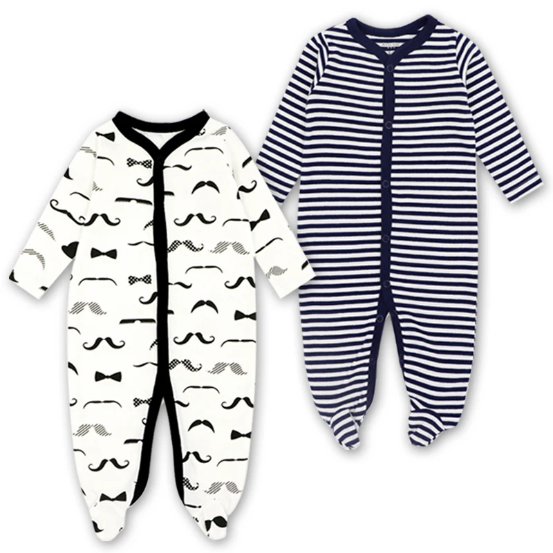 Newborn Baby Clothes Babies Girl Footed Pajamas Roupa Bebe 2 Pack Long Sleeve 3 6 9 12 Months Infant Boy Jumpsuits