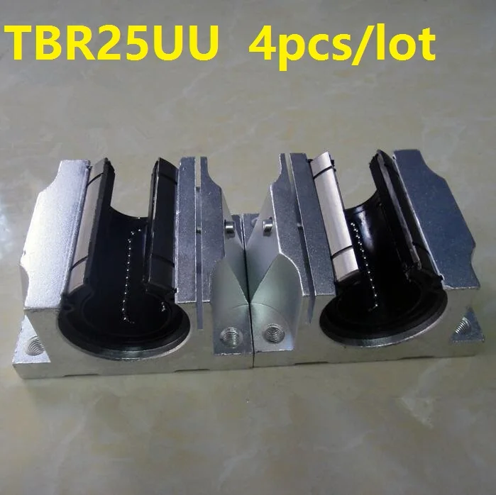 4pcs/lot TBR25UU 25MM Linear Ball Bearings Linear case Slide Unit Support Block open type CNC router TBR25 UU