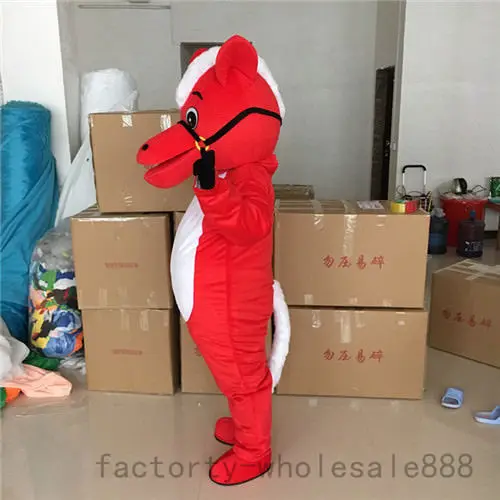 

New Adult Best Sale Foam red Horse Fancy Cartoon Mascot Costume Plush Christmas Fancy Dress Halloween Mascot Costume