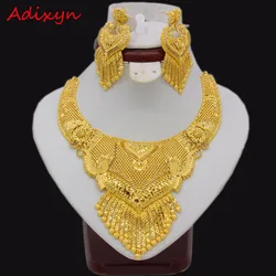 Adixyn Luxury Necklace/Earrings Jewelry Set For Women Girls Gold Color Elegant Arab/Ethiopian Bridal Wedding/Party Gifts