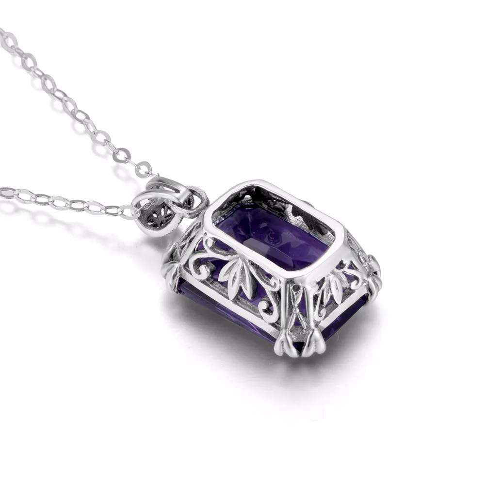 Genuine 925 Sterling Silver Necklaces Pendants Women Vintage Fashion Jewelry Created Amethyst Stone Pendant No Chain for Women