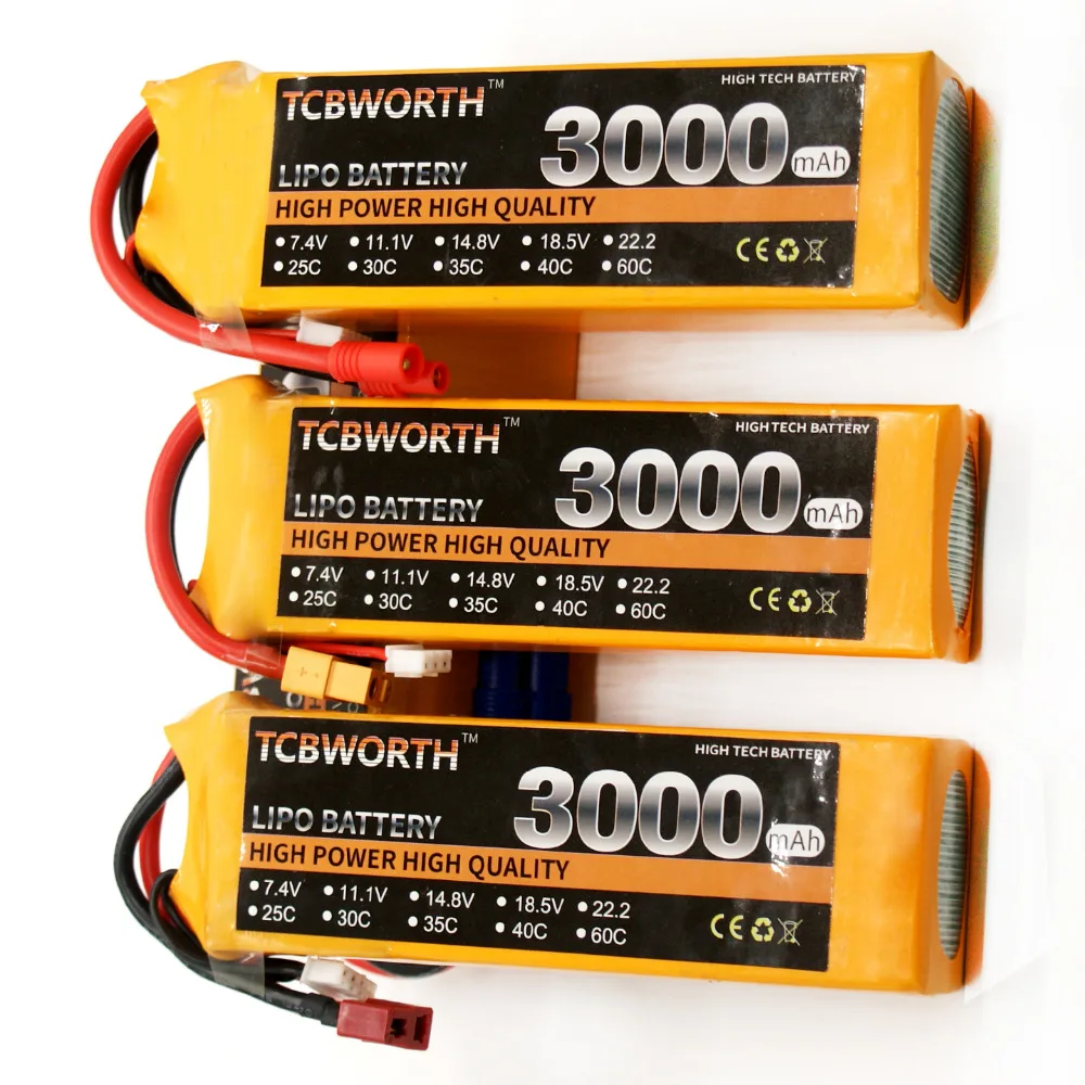 

TCBWORTH 6S 22.2V 3000mAh 60C MAX 120C RC Helicopter LiPo Battery With XT60 For RC Airplane Quadrotor Drone Truck Car Boat AKKU