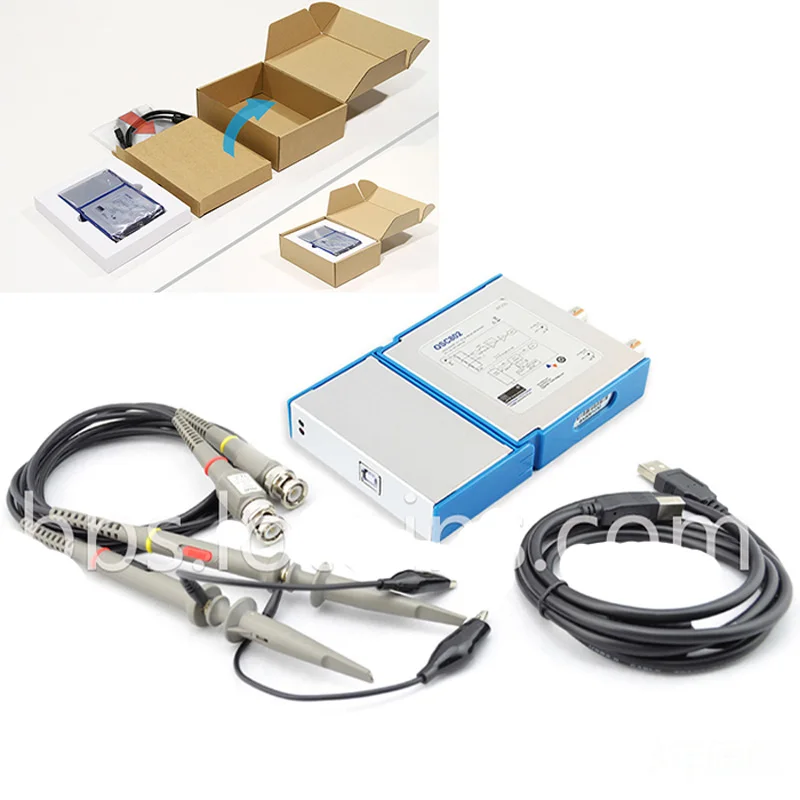 2 Channel OSC482 PC Virtual Digital Handheld Oscilloscope 20Mhz Bandwidth 50MSps sampling data with probe USB cable