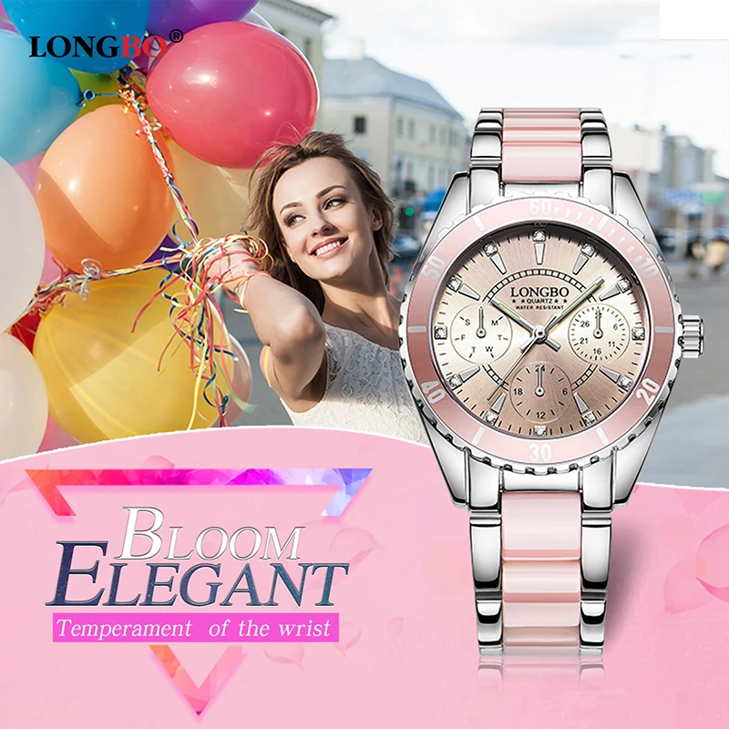 2018 Fashion LONGBO Brand Watch Women Luxury Ceramic And Alloy Bracelet Analog Wristwatch Relogio Feminino Montre Relogio Clocks