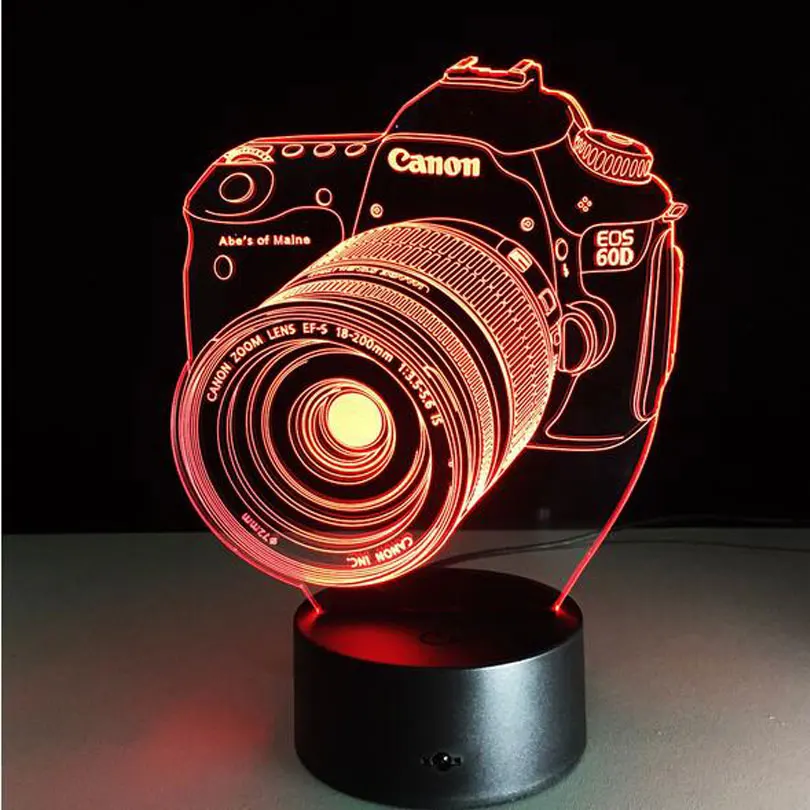 الجدة هدية كاميرا EOS60D التنفس على شكل الجدول مصباح ثلاثية الأبعاد ديكور المنزل LED الإبداعية
