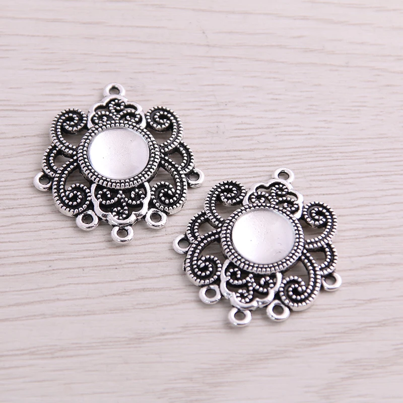 SWEET BELL 6 sztuk/partia 10mm rozmiar wewnętrzny dwa kolory styl sławy kwiaty okrągłe złącze Cabochon + szklana podstawa ustawienie Charms wisiorek — zdjęcie 7
