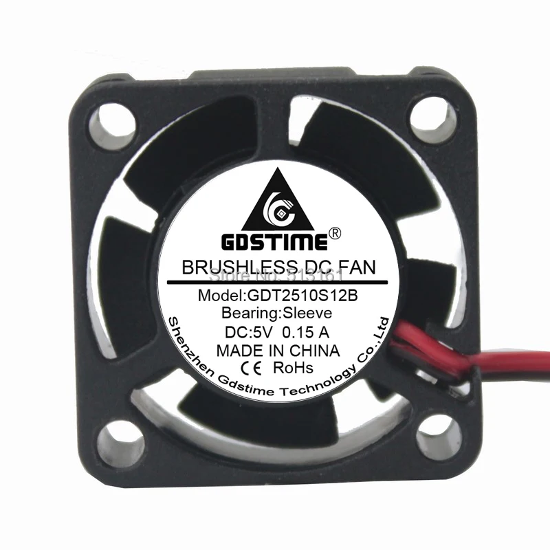 20 Pcs/Lot Gdstime Plastic Small Brushless Cooling Fan DC 5V 25MM 25x25x10mm 2510 Dupont 2pin