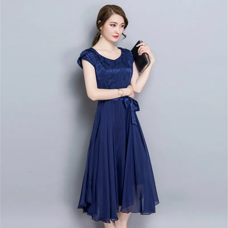 2020 Summer New Fashion V-neck and Short Sleeve Slim Fashion Office Lady Dresses Elegant Solid Silk Female Dress RE2313