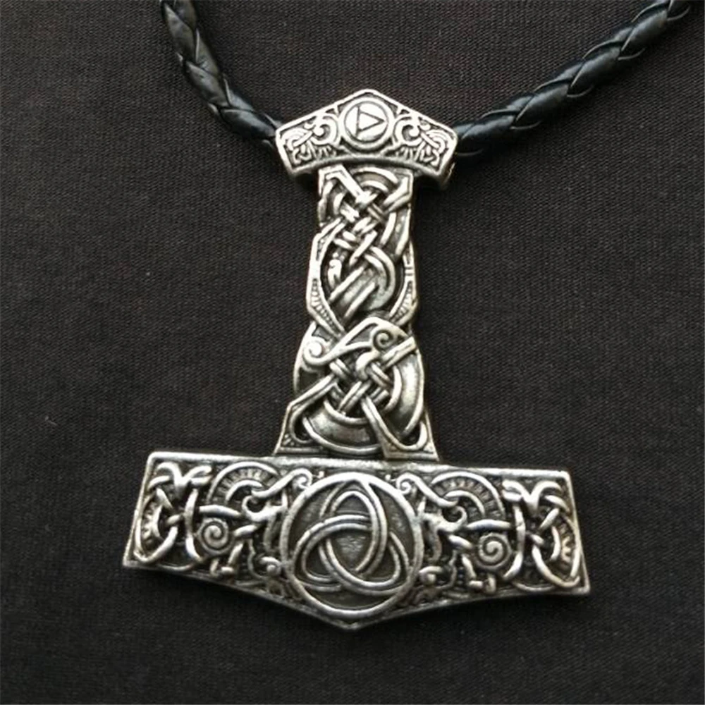 Talisman Viking Rune Necklace Men Jewelery Irish Trinity Knots Thurisaz Thor Mjolnir Hammer Amulet Rune Pendants