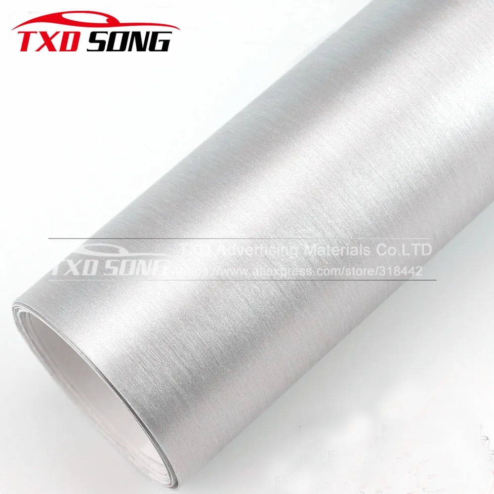 Premium quality Silver Chrome Metallic Brushed Aluminum Vinyl Metal vinyl Car Wrap Film Car Sticker Styling Auto Foil Decoration