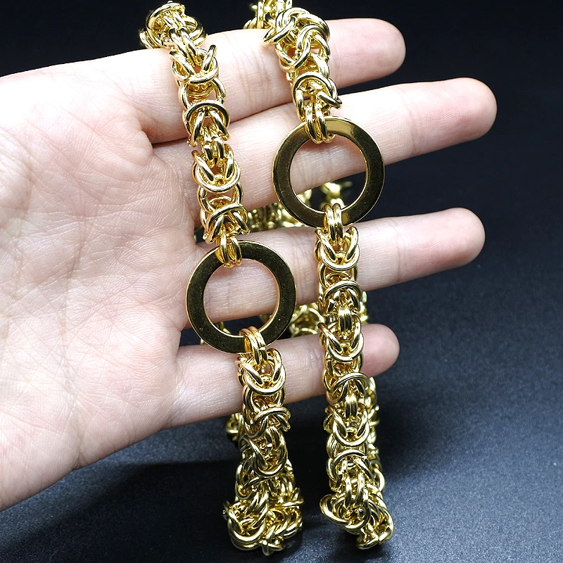 AMUMIU Gold Color Chain Link Necklace Bracelets Earrings Set For Men Women HZTZ112