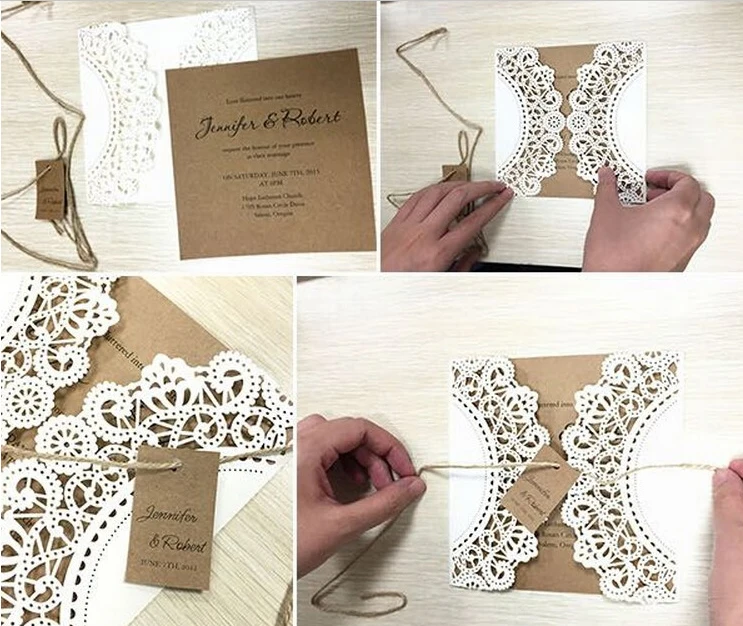 Handmade Wedding Invitation, Laser Cut Wedding Invitation Cards, Lace Invitation Cards