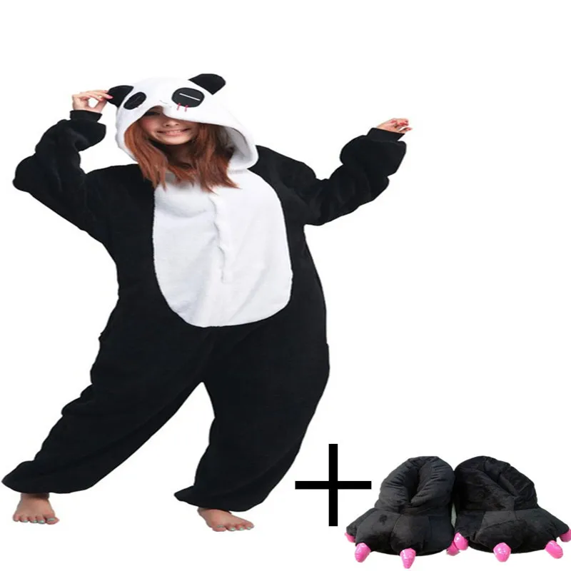 

Anime Animal Black Pajamas Panda Cosplay Costumes Adult Pyjama Sleepwear Funny Paw Shoe Tail Design Soft Fabric Onesie Hot Sale