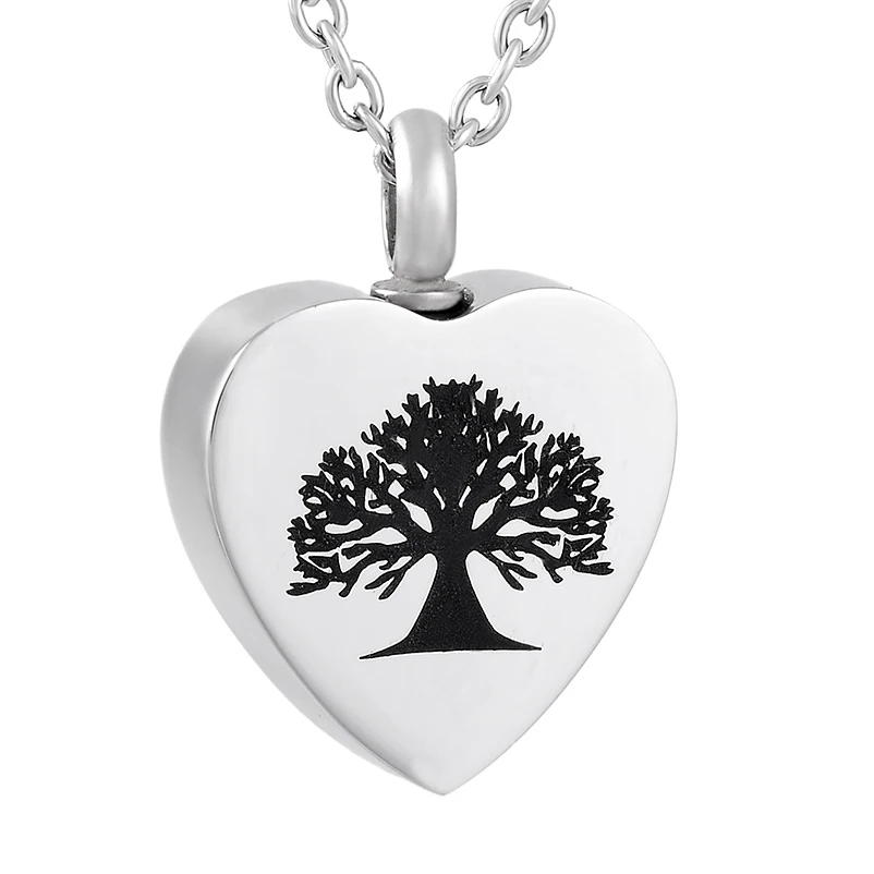 

IJD9811 Heart Urn Charm Necklace Women,Wholesale Stainless Steel Tree of Life Keepsake Cremation Necklace for Pet/Human Ashes