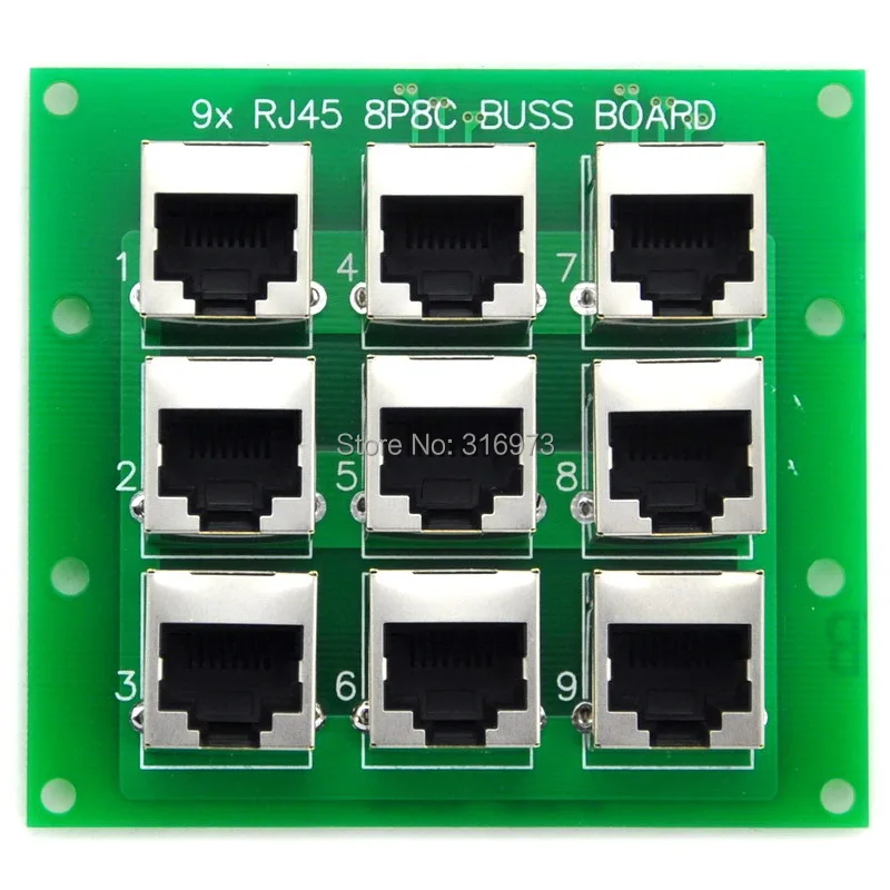 

RJ45 8P8C Jack 9-Way Buss Board, Connector.