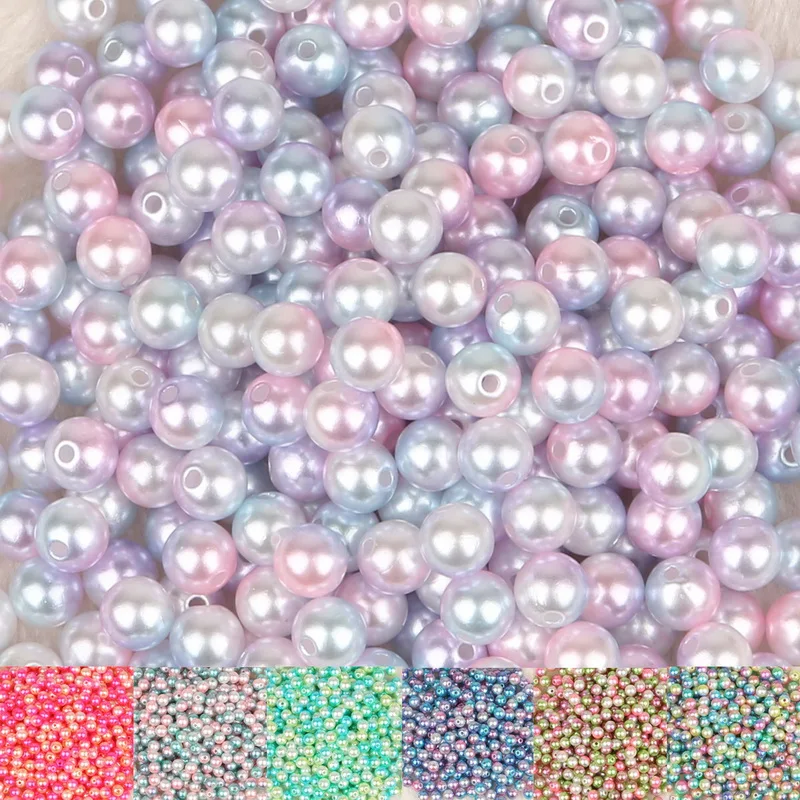 New Arrival Diameter 4/6/8/10mm Hole Size 1mm 50-500pcs/bag Multicolor Plastic ABS Loose Pearl Beads For DIY Decoration