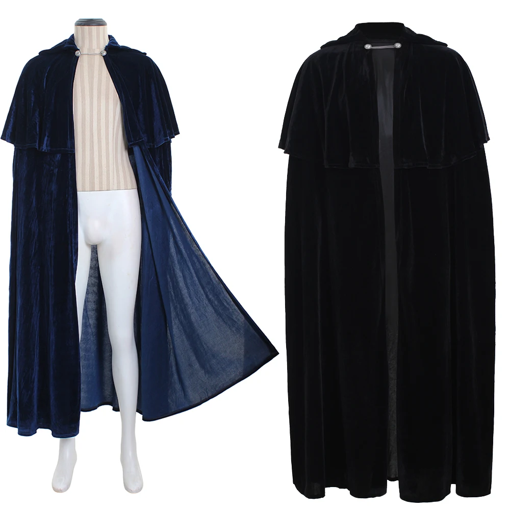 Cosplaydiy Medieval Men Velvet Cloak Victoran Vampire Cloak Cape Adult Winter Halloween Cosplay Costume Cloak Long Jacket Cape