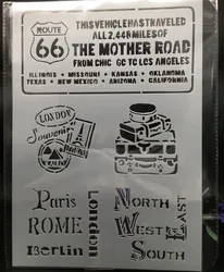 Pochoirs A4 Route 66 pour peinture murale, modèle de carte décorative, scrapbooking, coloriage, gaufrage, album, DIY, 29x21cm