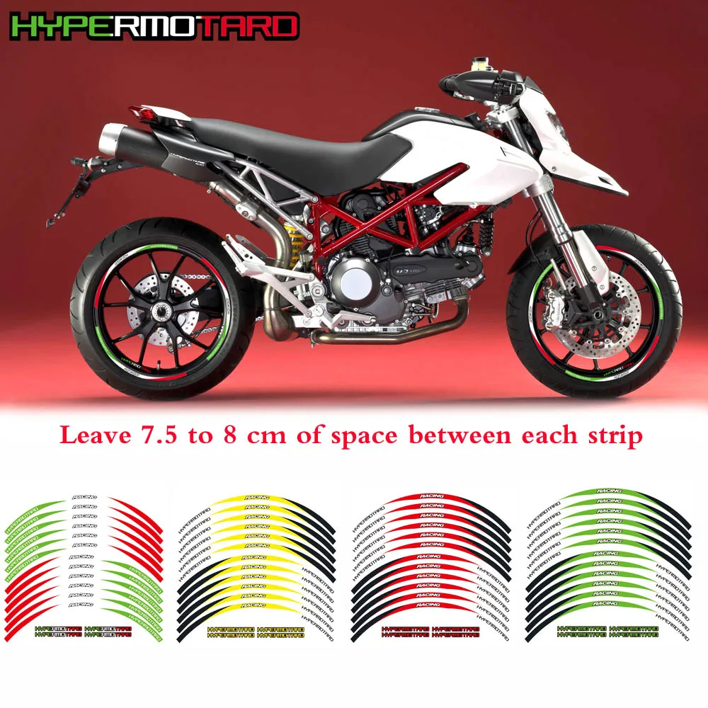 

Motorcycle front&Rear Edge Outer Rim Sticker Wheel Decals Reflective waterproof 17inch stickers For DUCATI HYPERMOTARD