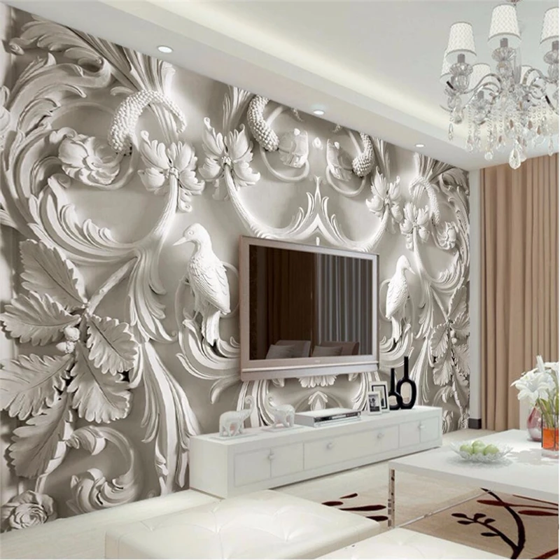 

beibehang custom mural wallpaper for living room background photo wall paper roll flowers embossed visual effects hotel badroom