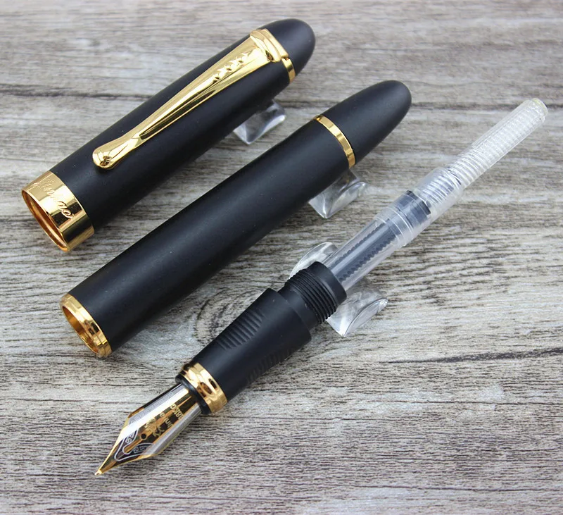 JINHAO X450 FROSTED SCHWARZ UND GOLDENE 0,7mm BREITE FEDER FÜLLFEDERHALTER JINHAO 450