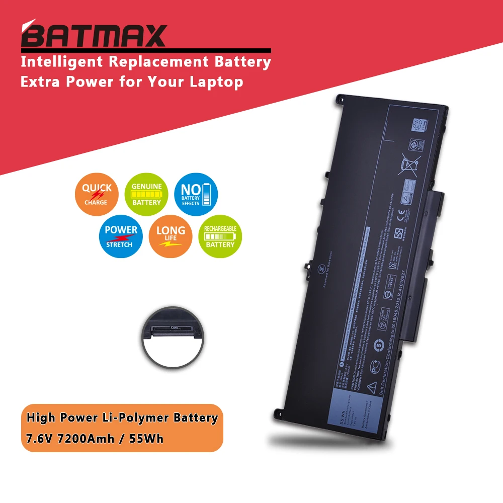 J60J5 بطارية كمبيوتر محمول استبدال لديل خط العرض E7270 E7470 سلسلة دفتر R1V85 451-BBSX 451-BBSY 451-BBSU MC34Y 242WD