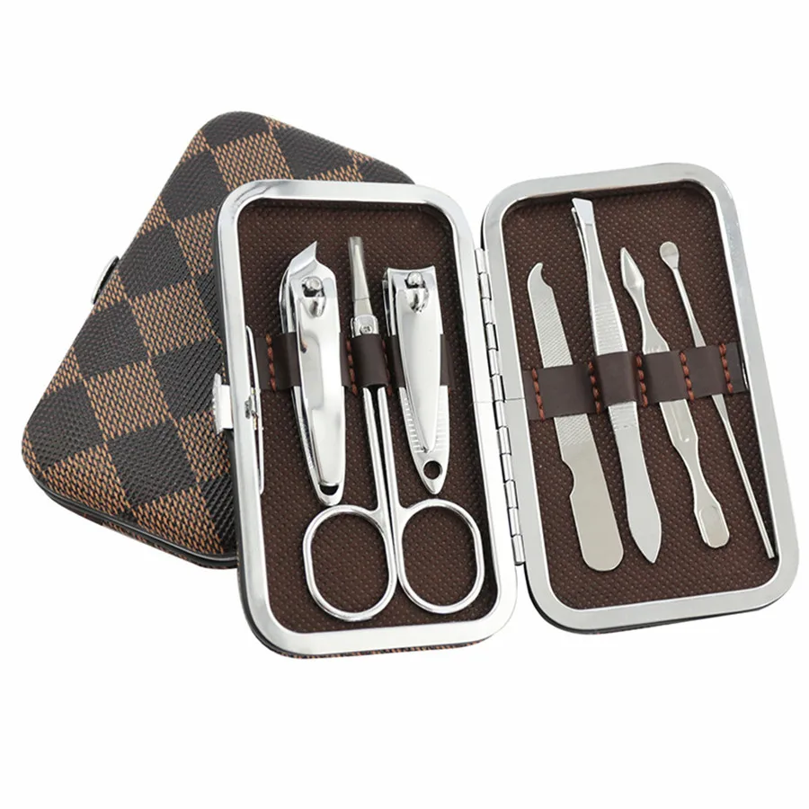 

7 Pcs/Set Professional Nail Clippers Cuticle Nipper Pedicure Manicure Cleaner Ear Picker Kit Case Beauty Tool Home Essential