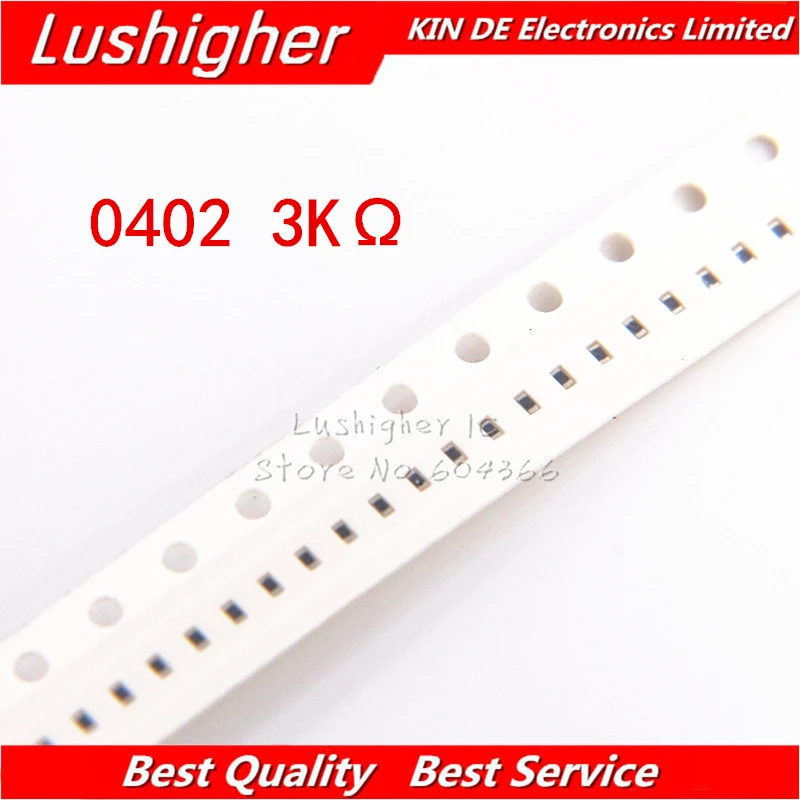 100 Buah 0402 SMD Resistor 1% 3000ohm 302 3Kohm 3.0K