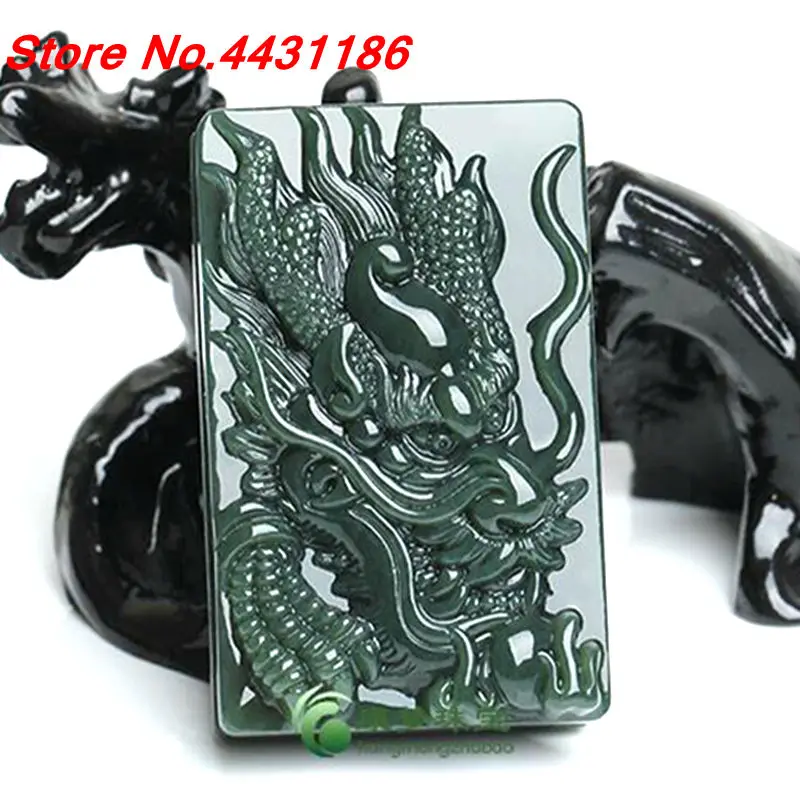 Hand-Carved Dark Green Jade Jadeite Dragon Theme Lucky Men Belt Buckle Ward off evil Spirits Waist Ornament*Certificate+Gift Box