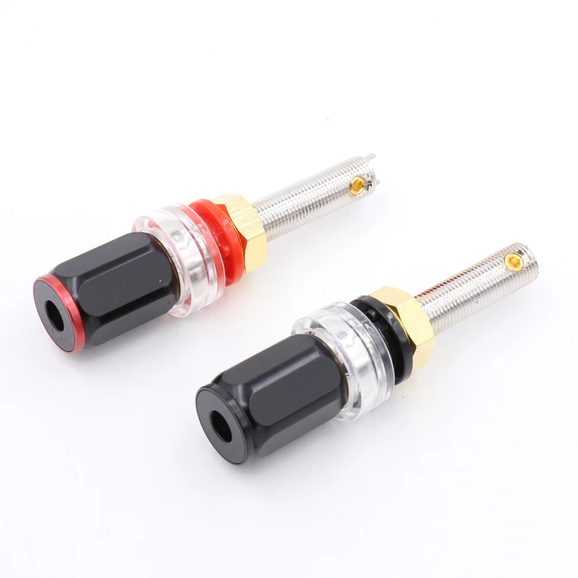 4pcs Rhodium Plated Speaker Terminal Binding Post Socket Long HIFI