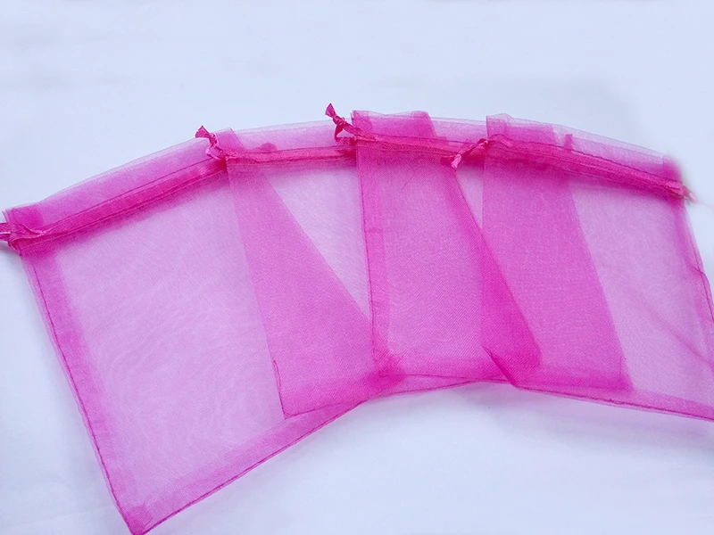 15*20cm 50pcs Rose Red Gift Bags For Jewelry/wedding/christmas/birthday Yarn Bag With Handles Packaging Organza Bags