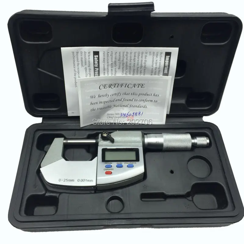 0-25mm*0.001mm IP65 water proof digital micrometer caliper gauge 0.001mm IP54 digital Measuring tools thickness gauge