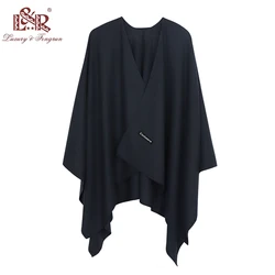 Grand Poncho Carré en Cachemire pour Femme, Écharpe en Laine, Châle Pashmina Solide, Collection Hiver 2023, 600