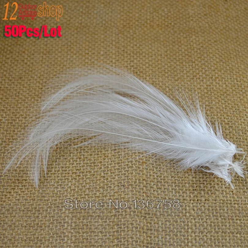 MNFT 50pcs/lot Cream White Necks Fly Tying Material Hen Feather Hackle Making Marabou Hairs For Fly Fishing