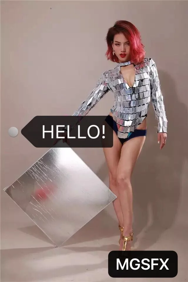 

Sexy Mirror Girls Mirror Costumes Women's Nightclub Dress Stage Performance Show Dance Prop