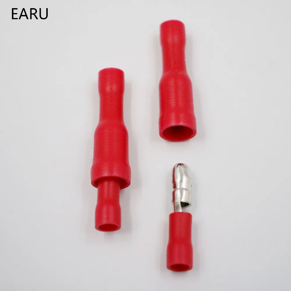 50pcs Red Male Female Bullet Insulated Connector Crimp Terminals Wiring Cable Plug FRD1.25-156 FRD1-156 MPD1.25-156 MPD1-156