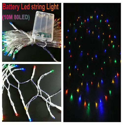 32.8ft 10m 80LED String Fairy Lights AA Battery power Operated twinkling lamp Christmas Xmas Wedding Party Home Decor-Multicolor