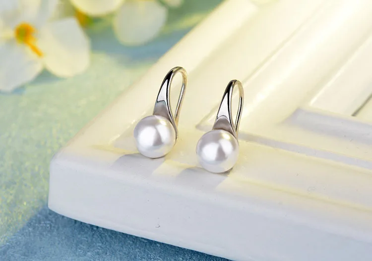 Women's 925 Sterling Silver Pearl Drop Earrings, Timeless Elegance