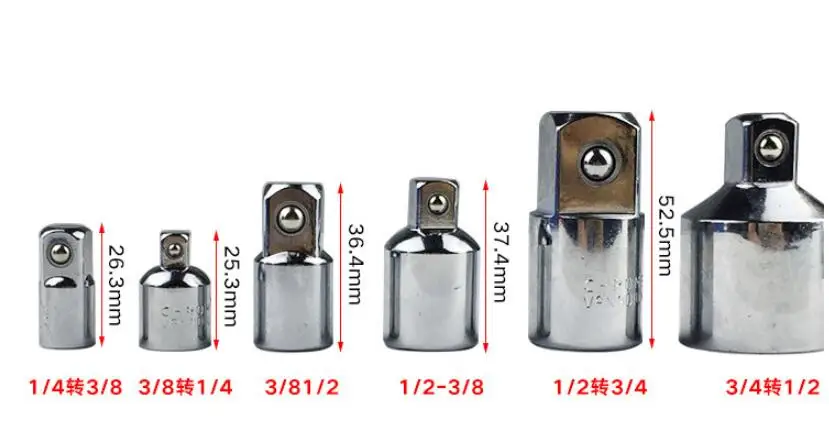 

CRV50VB30 chroming 1/4 3/8 1/2 Sleeve adapter 6.3mm 10mm 12.5mm Interchangeable connector hand tool part