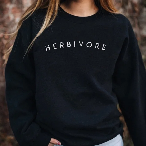 Skuggnas Herbivore Sweatshirts Vegetarian Jumper Vegetarian Top Vegan Gift Veggie Pullover Long Sleeve Tumblr Sweatshirt