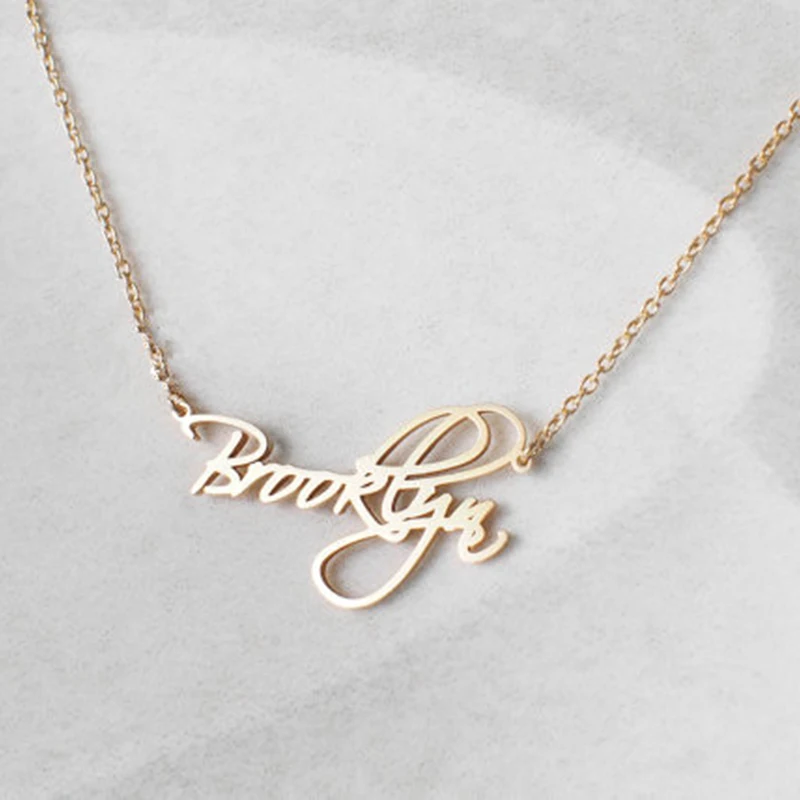 Fashion Customized Cursive Name Necklaces For Women Men Charm Nameplate Choker Necklaces Stainless Steel Jewelry Christmas Gifts