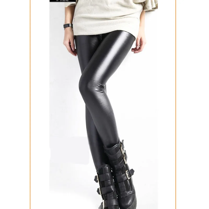 Women Fashion Faux Leather Tights With Faux Fur Lining,Very Good Elasticity Soft Adult Tight Women Trousers HT100