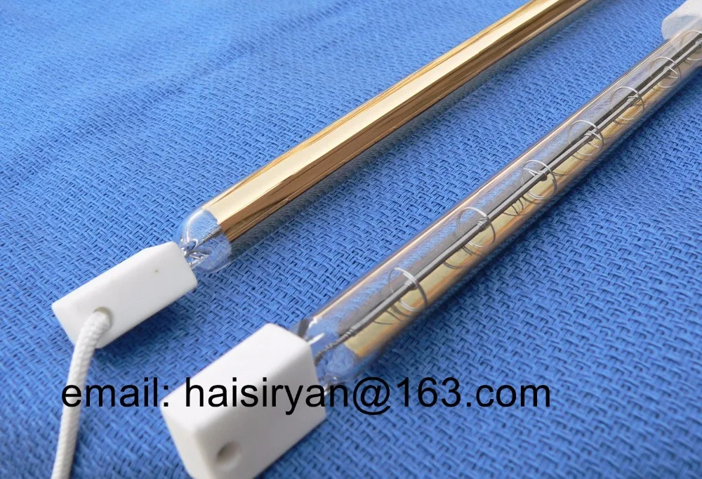 

back side gold coating short wave IR emitter halogen lamp infrared resistance tube heater element quartz heating bulb for drying