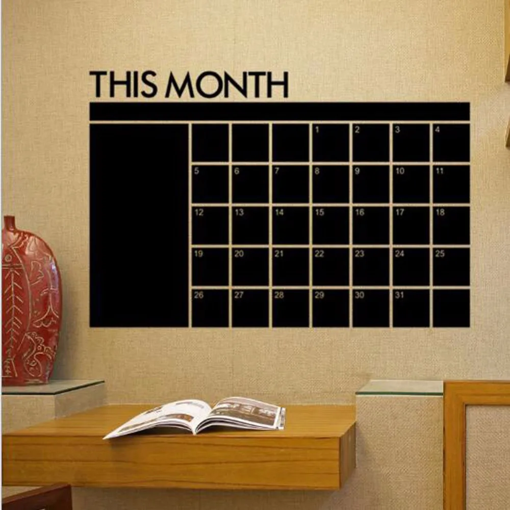 Imagem -04 - Pacote Criativo Removível 60cmx92cm Mês Calendário Plaina Quadro Negro para Papelaria Escolar & Escritório & Casa Unidade