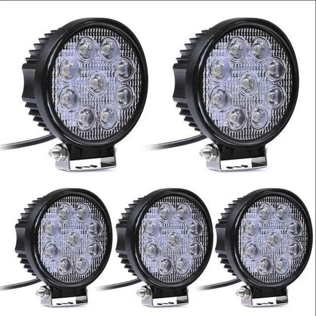 Światło robocze Led 27W 6500K światło do jazdy Led wodoodporne okrągłe Led reflektor do samochodu Offroad 4x4 SUV ATV motocykl Auto reflektor