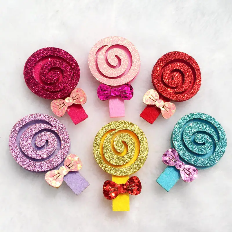 Glitter 12PCS 28*44mm Colorful Felt Lollipop Applique Patches,Lolly Kids Patches for Children DIY stuff -E78