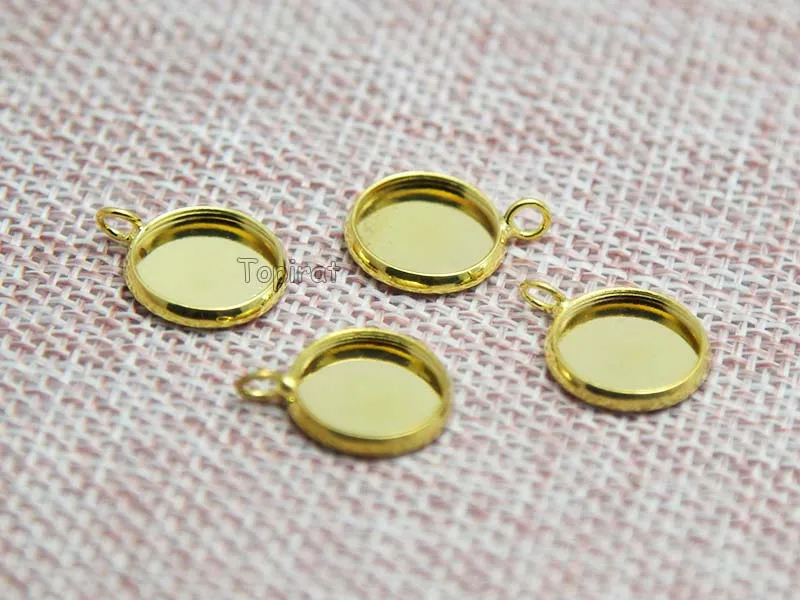 50pcs/lot Fit 12/16/18/20/25mm Cabochon Round Cameo Bezel Charm Cups Trays Setting Blank Base Gold Color DIY Jewelry Making